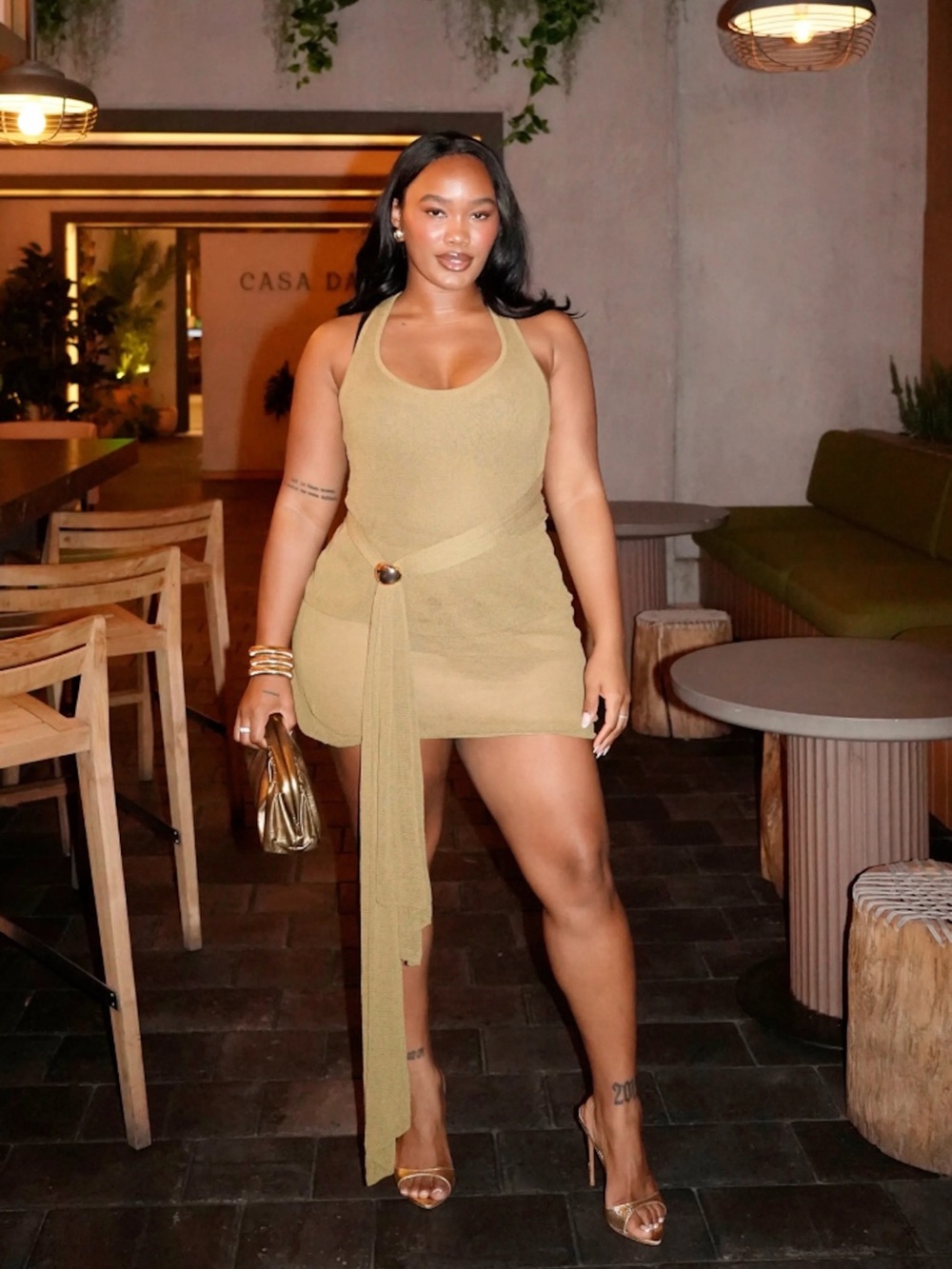 JLUXLABEL Set - Olive Draped Top and Skirt
